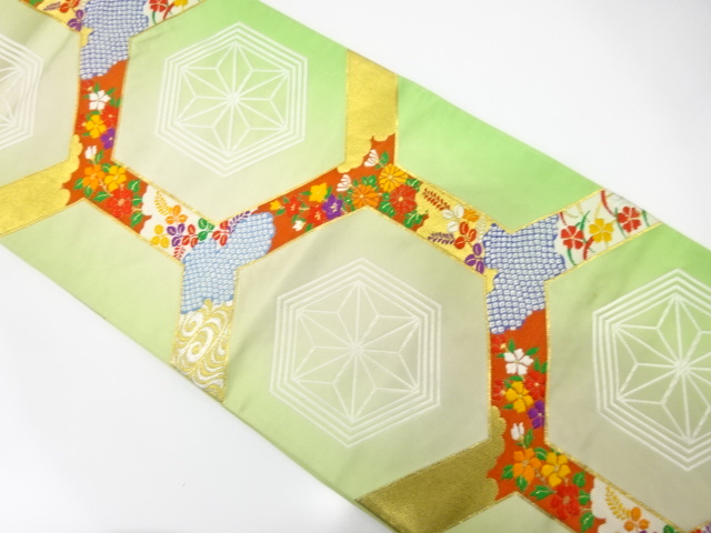 JAPANESE KIMONO / ANTIQUE FUKURO OBI / SILK / WOVEN FLOWER